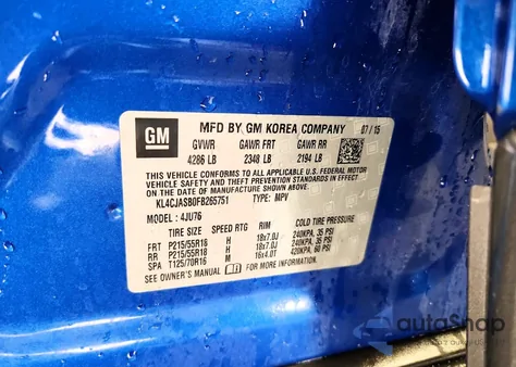 2015 Buick Encore from USA, damaged, VIN KL4CJASB0FB265751